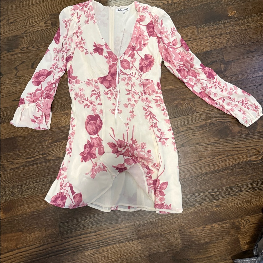 Reformation Pink and Cream Floral Dress